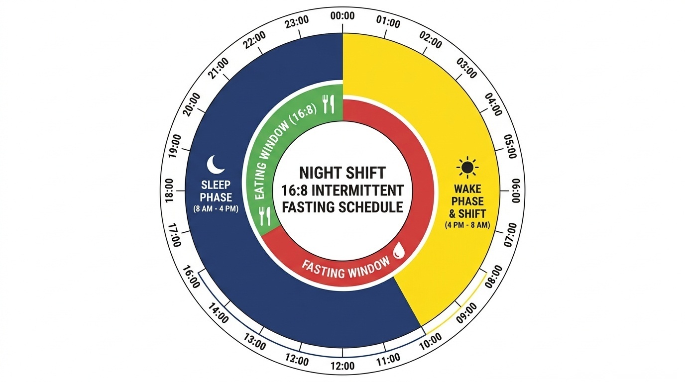 Night shift intermittent fasting 16:8 schedule timetable